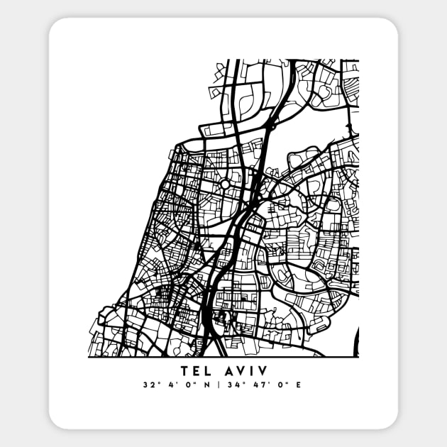 TEL AVIV ISRAEL BLACK CITY STREET MAP ART Sticker by deificusArt